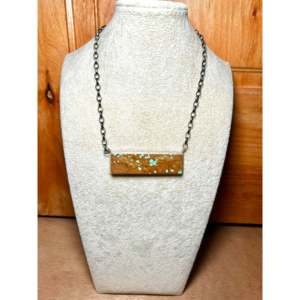 Brandon Etritty # Collier 8 Turquoises et Diamants en Or 14k 18k, Or Rose 18k, Style Vintage Tendance, Sertissage Clos, Argent Sterling, Longueur 8 pouces - Product Image 3