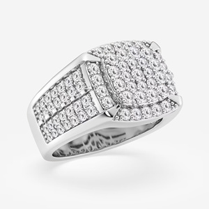 Top Quality Fully Iced Out Round VVS Moissanite Diamond Square Design S925 <b>Silver</b> Hip Hop <b>Ring</b> <b>For</b> <b>Men</b> - Product Image 2