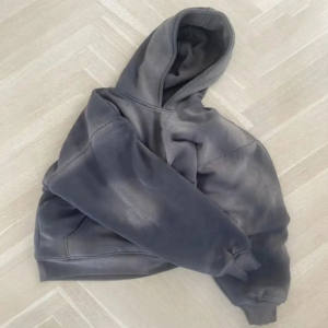 En blanco 350 GSM Pullover Algodón Poliéster Fleece Heavyweight Streetwear Estampado liso Bordado Sudaderas con capucha - Product Image 4