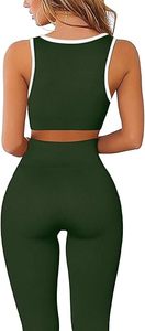 Elegante conjunto de yoga naranja Top corto y polainas de pijama transpirable ropa de fitness sin costuras para mujeres - Product Image 6