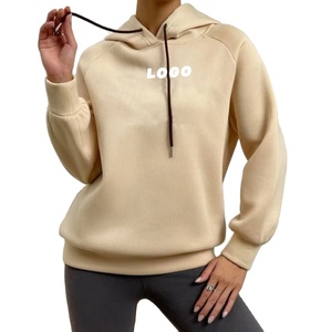เสื้อมีฮู้ดผ้าคอตตอน100% เป็นมิตรกับสิ่งแวดล้อมสำหรับผู้หญิงเสื้อมีฮู้ดพิมพ์โลโก้ทรงหลวมแขนปีกค้างคาวสำหรับฤดูหนาว - Product Image 1