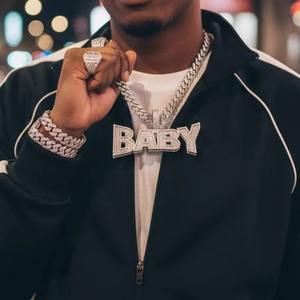 Custom <b>Name</b> Pendant <b>Necklace</b> BABY 925 in Sterling <b>Silver</b> Iced Letter Hip Hop Jewelry - Product Image 2