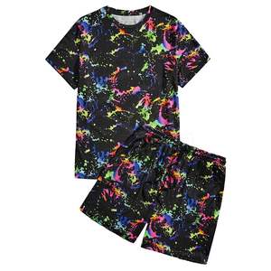 Conjunto de Camisa y Pantalones Cortos de Verano para Hombre, 2 Piezas, 100% Algodón, Transpirable, Estampado, con Logotipo Personalizado al por Mayor - Product Image 3