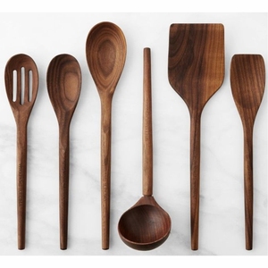 Cuchara mezcladora de madera maciza de mango largo | Cucharón agitador de madera antiarañazos para Chef y uso doméstico en la cocina Juego de cucharas de madera de lujo - Product Image 5