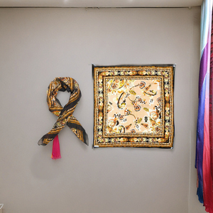 2025 Custom Ocean-Print Tassel <b>Scarf</b> Lightweight <b>Silk</b> Fashion Wrap with Seashell Seahorse Design Eye-catching Dot Pattern - Product Image 6