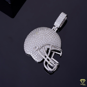 925 argent Sterling luxe Hip Hop Football américain casque personnalisé sport rappeur Style pendentif plaqué rhodium bijoux fins - Product Image 4