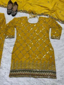 Mới Nhất Ấn Độ Thêu Sharara Gharara Kurti Set, Georgette Vải Tuyệt Đẹp Pakistan Thiết Kế Tùy Chỉnh Dân Tộc Mặc Bán Buôn - Product Image 6