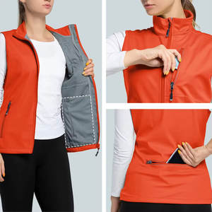 เสื้อกั๊กซอฟต์เชลล์สำหรับผู้หญิง แบบไม่มีแขน คอตั้ง มีกระเป๋า เหมาะสำหรับใส่ในฤดูหนาว กิจกรรมกลางแจ้ง  รับสกรีนโลโก้ เสื้อกั๊กซอฟต์เชลล์สำหรับผู้หญิง - Product Image 3