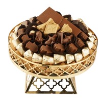 Plateau de service à chocolat de luxe écologique pour table, support créatif en acier inoxydable plaqué or pour chocolat, vente en gros