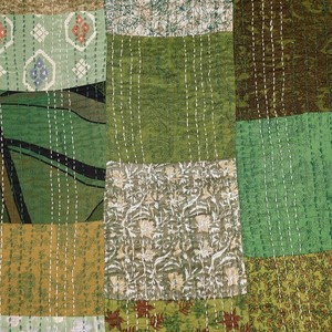 Edredones Kantha de retazos verdes bohemios hechos a mano, colcha Kantha Twin Queen, ropa de cama con relleno de algodón para decoración del hogar, hoteles - Product Image 2