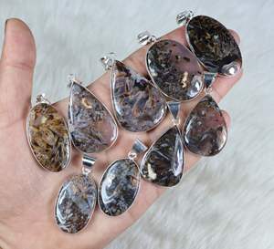 ตั้งค่ากรอบหินโมราแท้แบบตุรกีจี้โลหะผสมชุบเงินสเตอร์ลิง925แบบโบฮีเมียนเจียระไนแบบหลายรูปทรง - Product Image 5