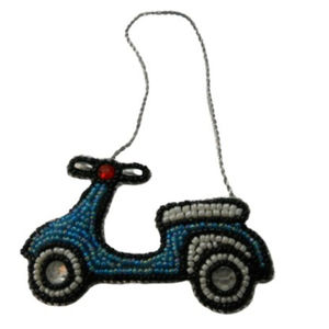 Beaded Scooter Hanging Ornament <b>Vintage</b> Design Custom Names Embroidered Graphics 2025 <b>Christmas</b> <b>Tree</b> Gift Decor Handmade - Product Image 1