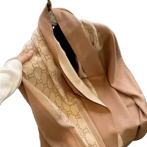 Bufanda bordada de gasa para la cabeza, chales para mujeres musulmanas, bufandas de diseñador de lujo, proveedor de diseñador impreso personalizado