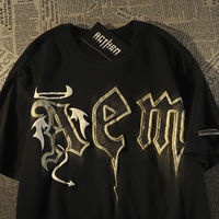 Kedatangan Baru Kaos Rajut Desain Huruf 3D Besar 100% Katun Ramah Lingkungan Cepat Kering Lengan Pendek Pria untuk Musim Dingin Gaya Streetwear