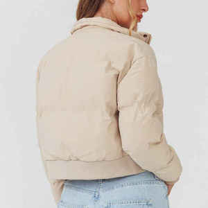 Custom Logo Ladies <b>Winter</b> Bomber Puffer Jackets New Bubble Puffer Crop <b>Coats</b> with <b>Thick</b> Quilted Fabric - Product Image 6