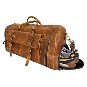 New Fashion High Density Durable Water <b>Washed</b> Leather Duffel <b>Bag</b> Weekend Unisex Gym <b>Travel</b> Storage <b>Bag</b> Outdoor Wholesale - Product Image 4