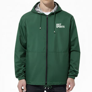 Veste coupe-vent de travail d'extérieur à capuche avec logo sur le devant pour homme - Hiver, résistante, imperméable, respirante, épaisseur standard - Product Image 1