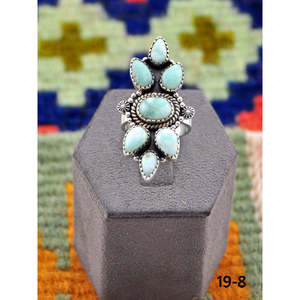 Bague ajustable en argent sterling et turquoise Paloma d'inspiration sud-ouest, bijou tendance en acier inoxydable avec sertissage clos, cadeau idéal - Product Image 1
