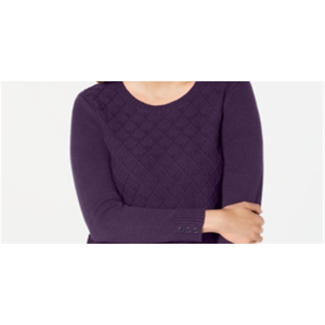 Pull en tricot torsadé style coréen pour femme Karen Scott, violet, avec logo frontal, respirant, tissé, pour l'automne/hiver, taille L - Product Image 2