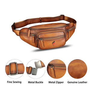 Riñonera de cuero genuino personalizada, bolso multifunción para festivales de viaje, cierre de cremallera, estilo de moda artesanal para hombres y mujeres - Product Image 4
