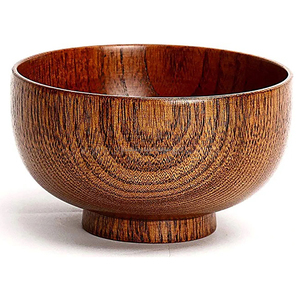 Cubiertos redondos de madera ecológicos, cuenco para servir para ensaladas, frutas, sopa, utensilios comerciales duraderos para servir alimentos - Product Image 3