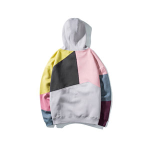 Sweat à capuche en polaire pour hommes, pull imprimé de blocs de couleurs avec broderie, épaule tombante, manteau Streetwear pour hommes - Product Image 2