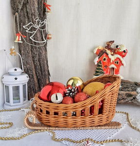 โบโฮวินเทจเลื่อนสูงประดับคริสต์มาสฤดูหนาวหวายธรรมชาติเครื่องประดับตกแต่งคริสต์มาสวันหยุด - Product Image 4