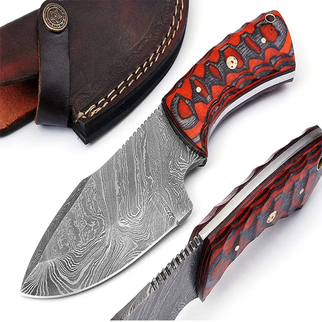 Handmade Customized Skinner Fixed Blade Knife Damascus Steel Blade Hunting Camping Outdoor Survival Knives free leather sheath