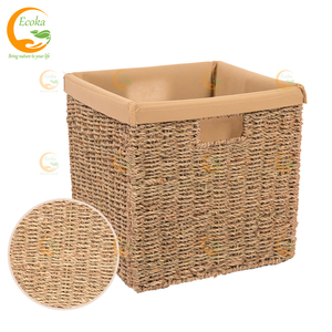 Wholesale Eco-Friendly <b>Foldable</b> Water Hyacinth Woven Multifunction Storage <b>Basket</b> Handmade Decorative Organizer for Clothing - Product Image 5