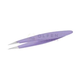 Pince à épiler pour cils en acier inoxydable certifiée CE, pointe volumisante, poignée confortable, usage professionnel, pointe droite et pointue, revêtement poudré - Product Image 6