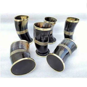 แก้วน้ำทรงสั้นลายหมีโบราณ งานแฮนด์เมด ทำจากเขาธรรมชาติ สไตล์นอร์ติก ไวกิ้ง สำหรับคนรักสัตว์ - Product Image 6