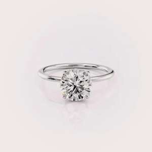 IGI Certified Round Lab Created Diamond Engagement <b>Ring</b> Solid 925 Sterling Silver Hidden Halo Bridal <b>Ring</b> - Product Image 1