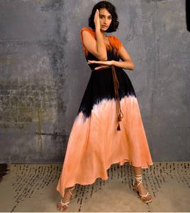 ชุดชายหาดมัดย้อมผ้าเรยอนหลากสีและมีสไตล์สำหรับผู้หญิงเดรสยาวแขนสั้นชุดเดรสชายหาดแต่งพู่ฤดูร้อนและชุดเดรสชายหาด - Product Image 1