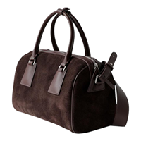 Tas Wanita Bentuk Bantal Kulit Suede Coklat Asli Buatan Tangan Mewah Berkualitas Premium Kapasitas Besar Ringan dengan Ritsleting Lapisan Kanvas Tahan Lama