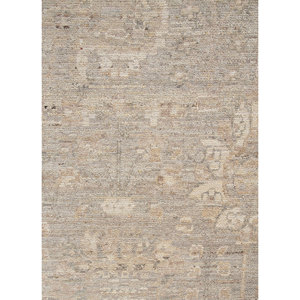 Tapis noués à la main en laine ivoire Aurora, motif médaillon rectangulaire en puzzle, pour entrée de maison, salon, espaces adolescents - AKWL-1558 (Cs-01) - Product Image 3
