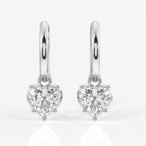 Boucles d'oreilles pendantes en diamant de laboratoire taille cœur, plaqué or blanc 18 carats, idéales pour un mariage ou une fête, parfaites pour offrir - Product Image 4