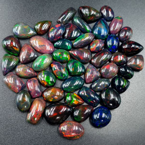 Opale éthiopienne noire naturelle pierre précieuse Cabochon lisse mélange forme grossiste usine fournisseur Jaipur - Product Image 2