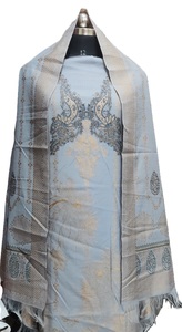 Handmade Luxurious <b>Silk</b> Scarves Jacquard Long <b>Shawls</b> Fouta for Winter Embroidered Pattern Adding Elegance Any Outfit Made India - Product Image 5