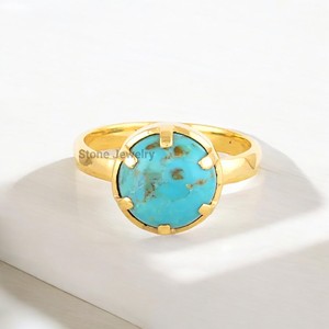 Designer 925 Sterling Silver Bohemian Style Women's Engagement <b>Ring</b> Handmade Arizona Turquoise Statement Jewelry Natural - Product Image 1