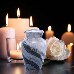 N. ° 1, urna de metal con ondas plateadas de tamaño pequeño del fabricante para cenizas de cremación de recuerdo, suministros funerarios al por mayor - Product Image 5