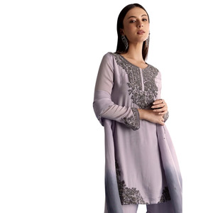Lavanda Chinon con cuentas Kurta Set con Ombre Dupatta para recepciones de boda al por mayor ocasiones festivas fiestas nocturnas OEM - Product Image 3