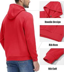 Sudadera con Capucha Casual de Invierno para Hombre, Color Sólido, 100% Algodón, Felpa, Corte Regular, Secado Rápido, Transpirable, Alta Calidad, Tinte Liso - Product Image 6