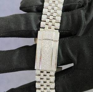 Reloj Mecánico Automático de Acero Inoxidable de 41 mm con Esfera Roja y Diamantes de Moissanita FINIXGEMJEWEL para Hombre, Cierre de Mariposa, Resistente al Agua hasta 100 Bares - Product Image 4