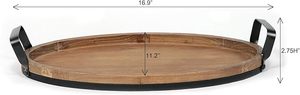Plateau décoratif en métal et en bois, plateau de service en bois de ferme, plateau de table basse ottoman rustique - Product Image 4