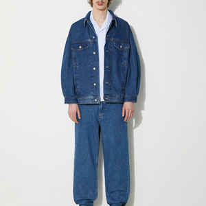 Veste en jean délavé bleu foncé pour hommes, vêtements d'extérieur en jean à coupe classique et élégante, design personnalisable, parfaite pour le streetwear de tous les jours - Product Image 2