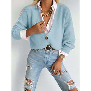 Blusa de punto con detalle de botón, 11783 - Azul - Product Image 2