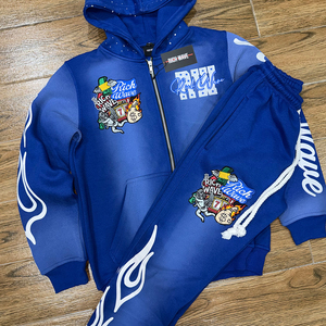 New Fashion 100% Cotton Men Zipper Embroidery Tracksuit Private Label Custom Printing Low Price Men Tracksuits - Product Image 3