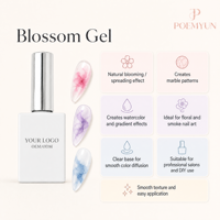 Gel Polish Transparent Effet Fleur Épanouieuse pour Ongles, Gel UV LED à Effet Aquarelle Marbré Fumé, OEM ODM