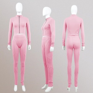 Ensemble deux pièces vêtements pour femmes survêtements personnalisés pour femmes hauts courts et joggeurs avec fermeture éclair survêtements de sport pour femmes - Product Image 2