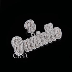 Venta al por mayor, colgante con nombre personalizado, moissanita, diamante, estilo Hip Hop, joyería para hombres y mujeres, disponible a precio de fábrica - Product Image 1